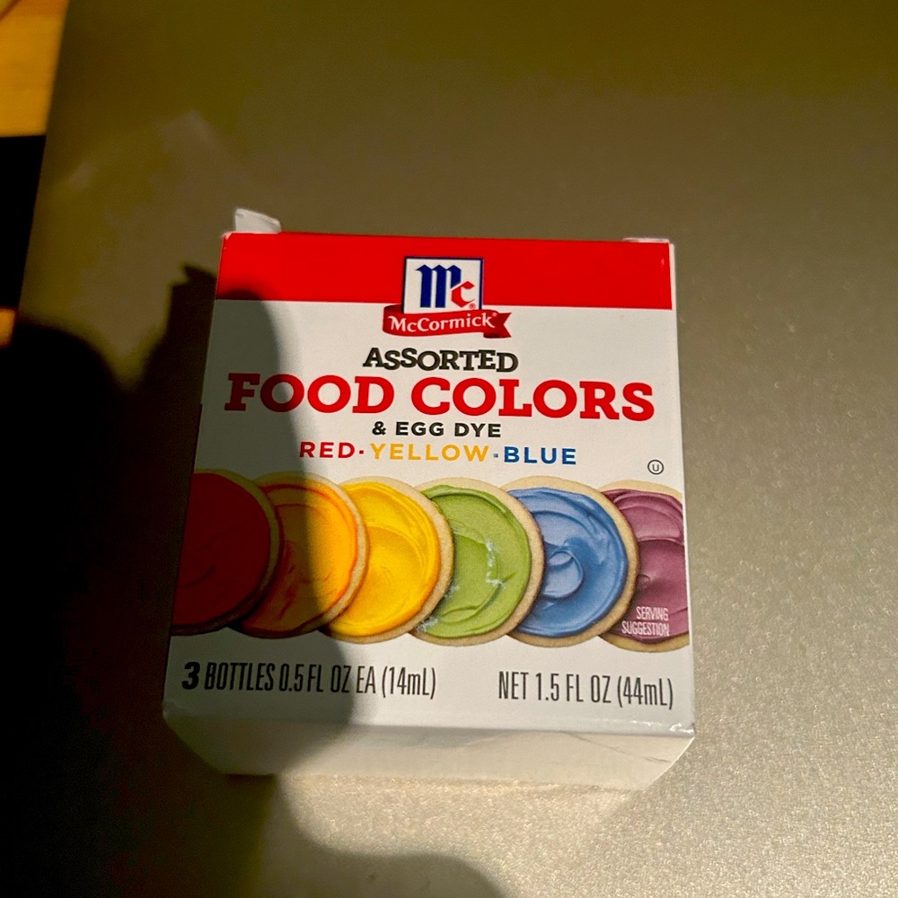McCormick - assorted food colors and egg dye.  Brand new.  Expires Feb 2027